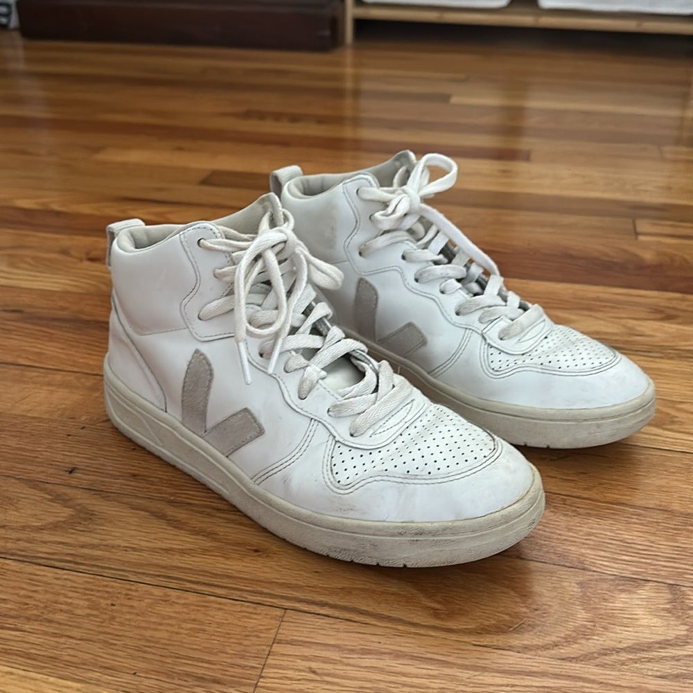 Veja White and Gray High-Top Sneakers